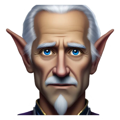 Night Elf Biden in Warcraft style, oil paint, mysterious eyes, intricate lips, masterpiece portrait, beautiful, desirable, logical sticker