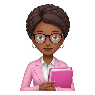 black women accountant holding folder wearing pink and glasses sticker