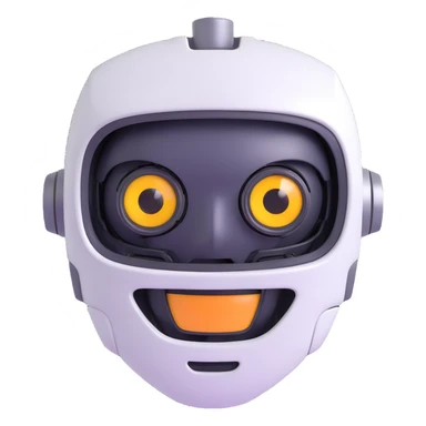 AI emoji, robot face, digital eyes, cheerful expression sticker