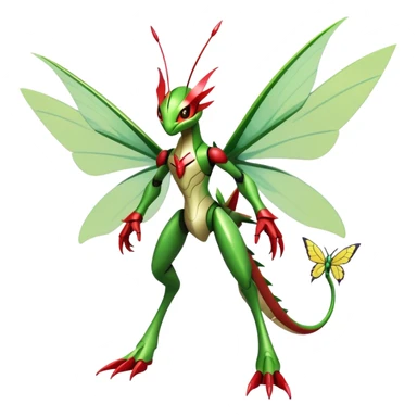  Cool Edgy Shiny Futuristic Ethereal Legendary Scizor-Kartana-Digimon-Schyther-Flygon-hybrid full body with butterfly wings sticker