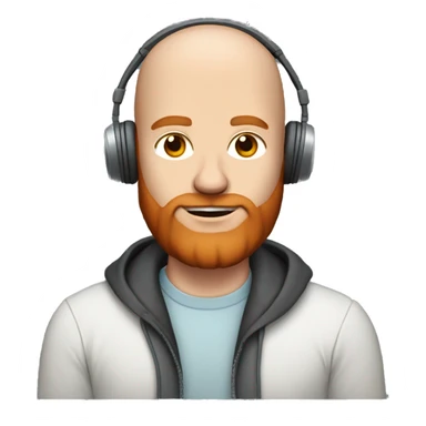 White guy, balding with a red beard 37 years old with headphones on  sticker