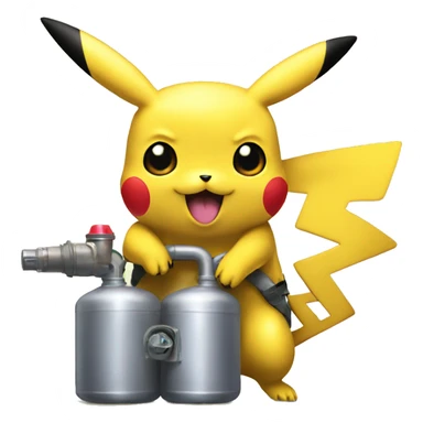 Pikachu holding a nitrous tank sticker