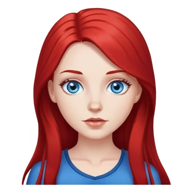 White girl with long red and black hair, with blue eyes sticker