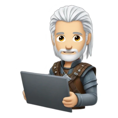 geralt of rivia holding a pc keyboard sticker
