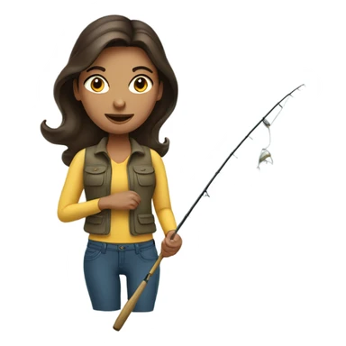 Brunette Woman fishing sticker