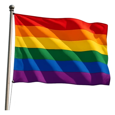 gay pride rainbow flag, waving, vibrant colors, simple style sticker