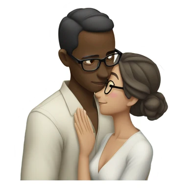 Balinese dark skin guy with glasses kisses a white-skinned Russian girl sticker