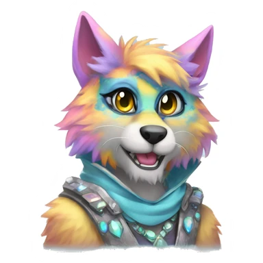 Furry, sparkle, iridescent, colorful, pastel, edgy, cool, fantasy beautiful, divine, animal, anthro, full body, fursona, protogen sticker