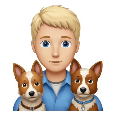 Blonde hair blue eye man with cattle dog sticker