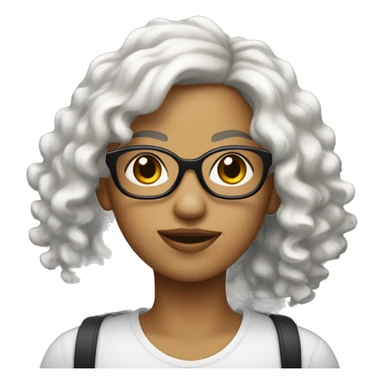 Une fille blanche avec les cheveux noirs bouclés et des lunettes sticker