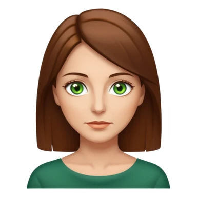 pretty middle age woman with green eyes and shoulder length straight brown hair  sticker