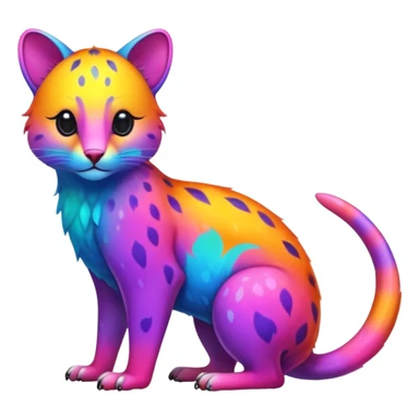 Colorful neon-colored tropical exotic shiny beautiful fantasy-marsupial-feline-Cacomistle-oncilla-animal-hybrid (full body) sticker