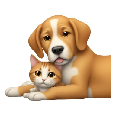 a dog hugs the cat sticker