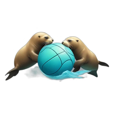 2 sea lions playing with a ball sticker