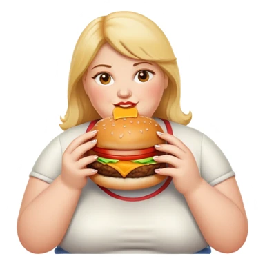 Fat woman eats burger sticker