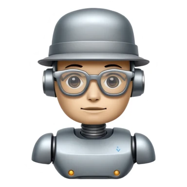 tattoed robot with hat and glasses sticker
