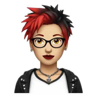 Female punk,sin glasses, red and black short hair sticker