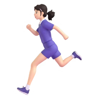 Japanese female high school student in PE uniform running on track sticker