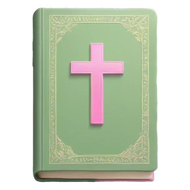 Open Light Sage green holy Bible with pink cross on the cover and light coloured gardens coming on the cover  sticker