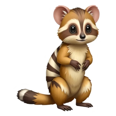 Colorful shiny hyper-realistic cute smooth soft fuzzy Tamarin-Numbat-hybrid (full body) sticker