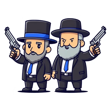 US president shooting guns with Israeli rabbi sticker