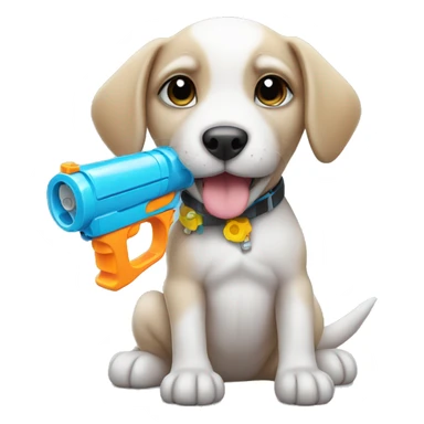 puppy with water gun sticker