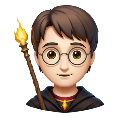 Cinematic Realistic Harry Potter Pop Culture Emoji, featuring a mystical, enchanted portrayal inspired by the iconic wizard rendered with lifelike magical details and dynamic lighting. sticker
