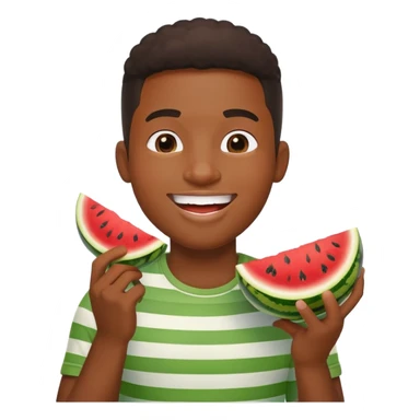 Black guy eating watermelon and chicken sticker