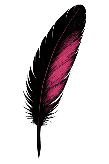 black and pink feather quill sticker