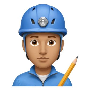 Man wearing a blue bike helmet and a pencil in his nose sticker