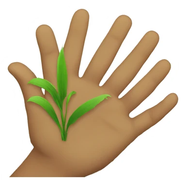 a hand touching grass sticker
