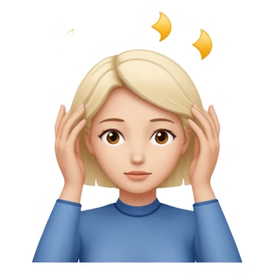 woman touching her own head with both hands expanding mind sticker