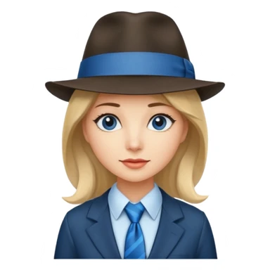 Blue neck tie with hat women sticker