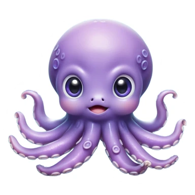 Cinematic Cute Shy Baby Octopus Portrait Emoji, Tentacles tucked slightly inward in an adorably bashful pose, featuring a softly glowing, round light blue-purple body with enormous, soulful eyes peering out timidly, Simplified yet irresistibly adorable features, highly detailed, glowing with a delicate, soothing marine radiance, high shine, quiet yet expressive, stylized with an air of gentle mystery, soft glowing outline, capturing the essence of a tiny, shy deep-sea creature that seems as if it could slowly peek out and explore the world with cautious curiosity! sticker