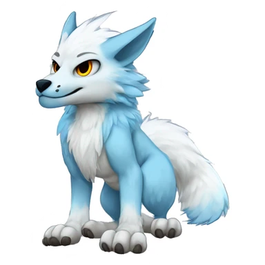 Cute Protogen-vernid-sergal-wickerbeast-fantasy-animal-fursona griffsnuff & LiLaiRa & Falvie full body white and light blue fur sticker