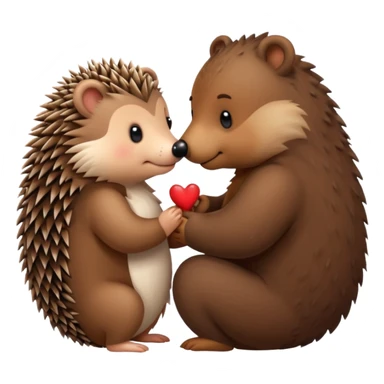Hedgehog kissing bear sticker