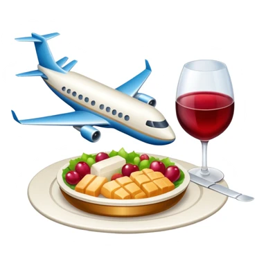 luxury plane food with wine sticker