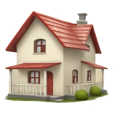 cute cartoon like simple house with cream siding and red roof sticker