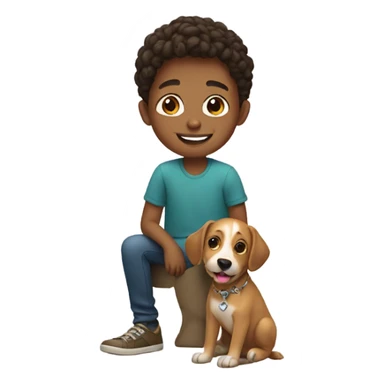 smiling boy with earrings and dog sticker