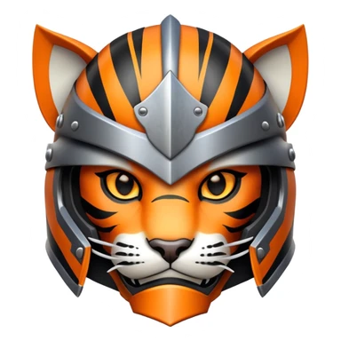 knight tiger face with armor and helmet fantasy character for Twitch emote sticker
