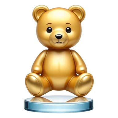 Golden teddy bear on glass award sticker