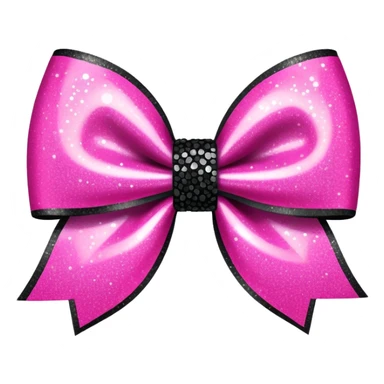 hot pink and black glitter bow sticker