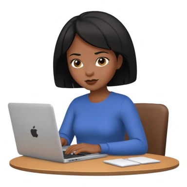 a black short hair woman typing laptop sticker