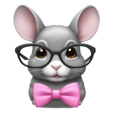 Chinchilla with pink bow and glasses sticker