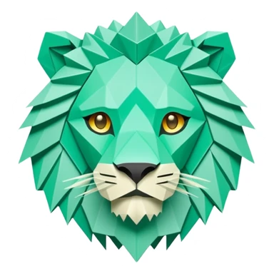 origami lion in color green mint rgb(168, 251, 211) sticker