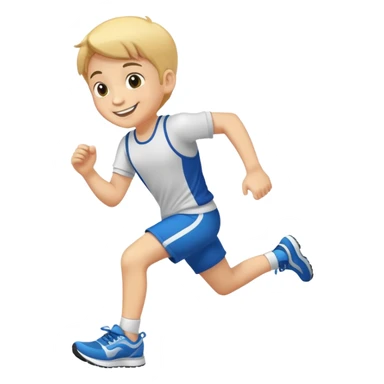 the boy wears his running shoes and he likes to run in a race sticker