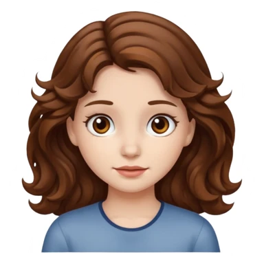a girl with brown hair white skin wavy hair and brown eyes  sticker