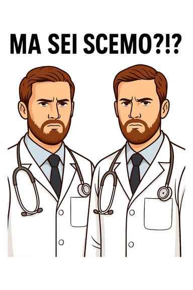 Dottore con la stessa faccia e camicie, dice "Ma sei scemo?!?" sticker