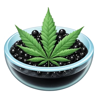 frozen caviar with cannabis leaf sticker