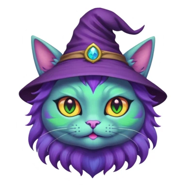 purple witch cat with rainbow eyes sticker